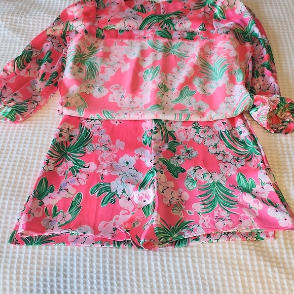 Lilly Pulitzer Maude Satin Romper Roxie Pink Size 4 - Picture 11 of 13